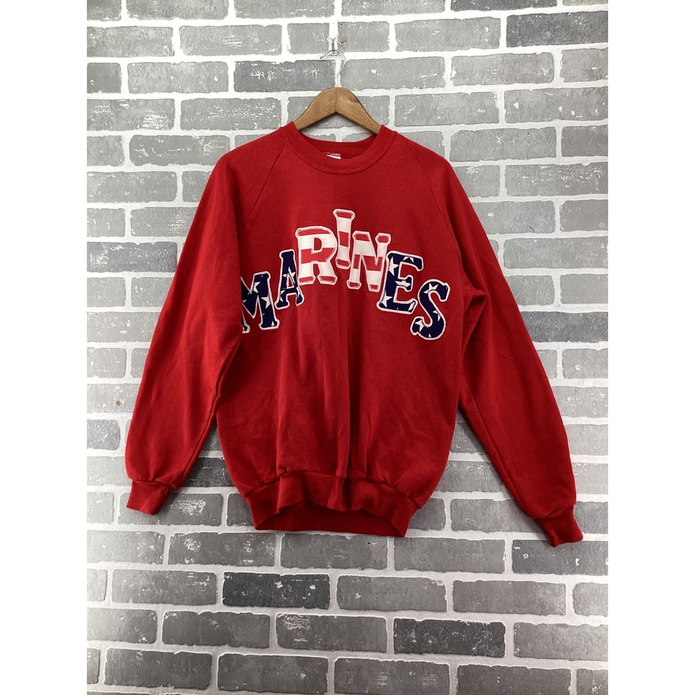 Vintage Jerzees Marines Sweatshirt Red XL USA Made Patriotic Graphic Pullover